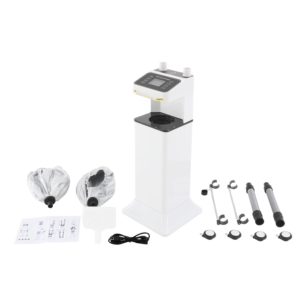 800W Nano Hooded Hair Steamer, Professional Micro Mist Hair Care Steamer with 2 Steam Caps, Salon Hair Deep Conditioning Machine with Adjustable TEM 33.8-167℉ & Timer for Home Salon SPA Use (White)