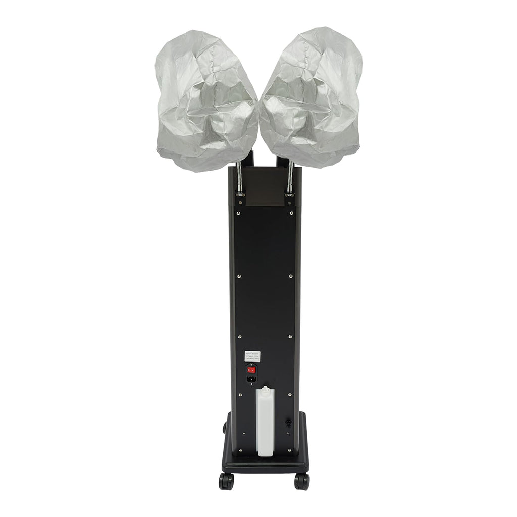 800W Nano Hooded Hair Steamer, Professional Micro Mist Hair Care Steamer with 2 Steam Caps, Salon Hair Deep Conditioning Machine with Adjustable TEM 33.8-167℉ & Timer for Home Salon SPA Use (White)