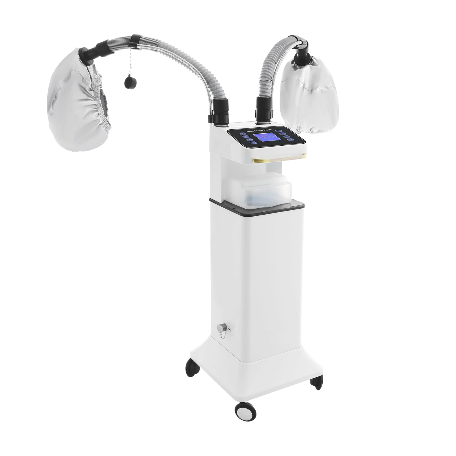800W Nano Hooded Hair Steamer, Professional Micro Mist Hair Care Steamer with 2 Steam Caps, Salon Hair Deep Conditioning Machine with Adjustable TEM 33.8-167℉ & Timer for Home Salon SPA Use (White)