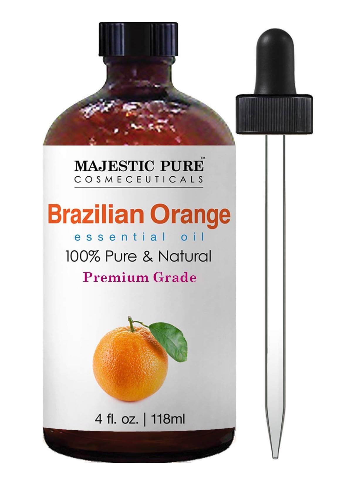 Majestic Pure Essential Oil with Glass Dropper - 100% Pure and Natural - Essential Oils for Diffuser, Aromatherapy, Soap and Candle Making, Lavender Essential Oil, Lavender Oil, 4 Fl Oz