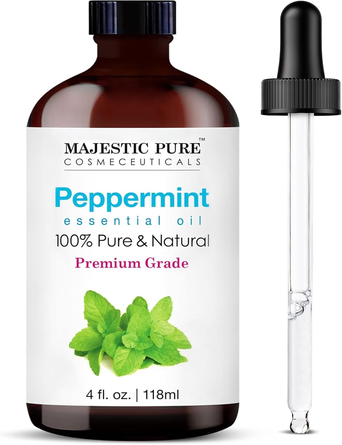 Majestic Pure Essential Oil with Glass Dropper - 100% Pure and Natural - Essential Oils for Diffuser, Aromatherapy, Soap and Candle Making, Lavender Essential Oil, Lavender Oil, 4 Fl Oz