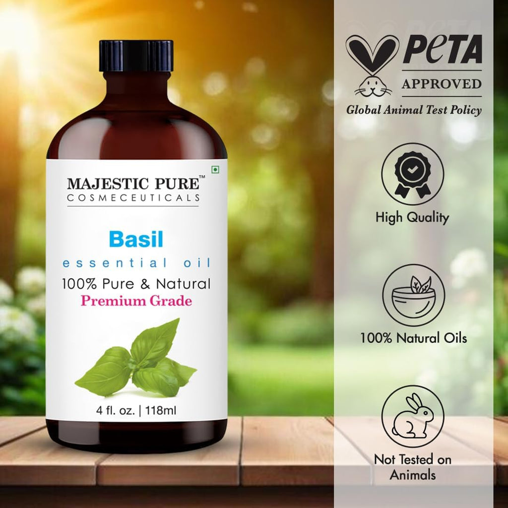 Majestic Pure Essential Oil with Glass Dropper - 100% Pure and Natural - Essential Oils for Diffuser, Aromatherapy, Soap and Candle Making, Lavender Essential Oil, Lavender Oil, 4 Fl Oz