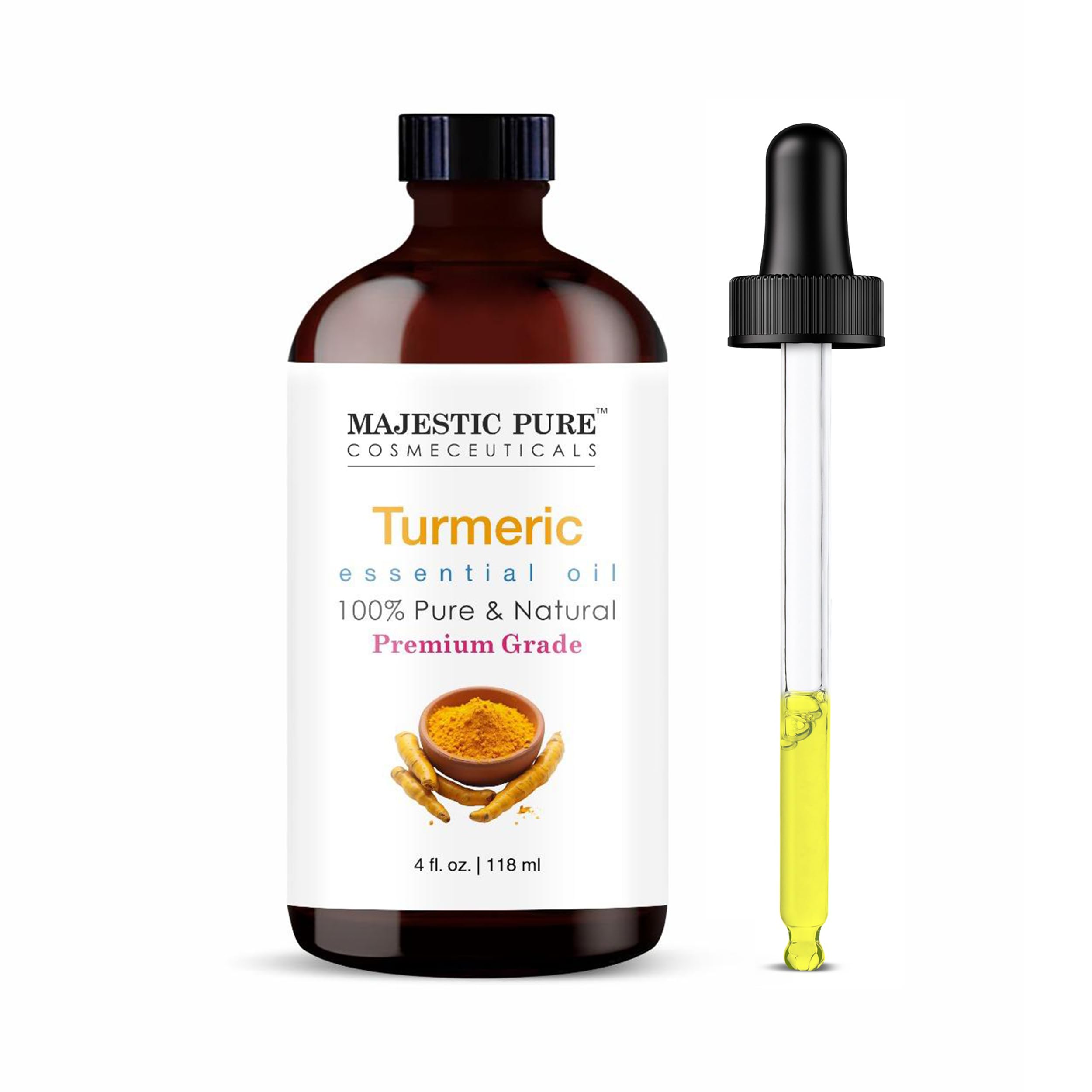 Majestic Pure Essential Oil with Glass Dropper - 100% Pure and Natural - Essential Oils for Diffuser, Aromatherapy, Soap and Candle Making, Lavender Essential Oil, Lavender Oil, 4 Fl Oz