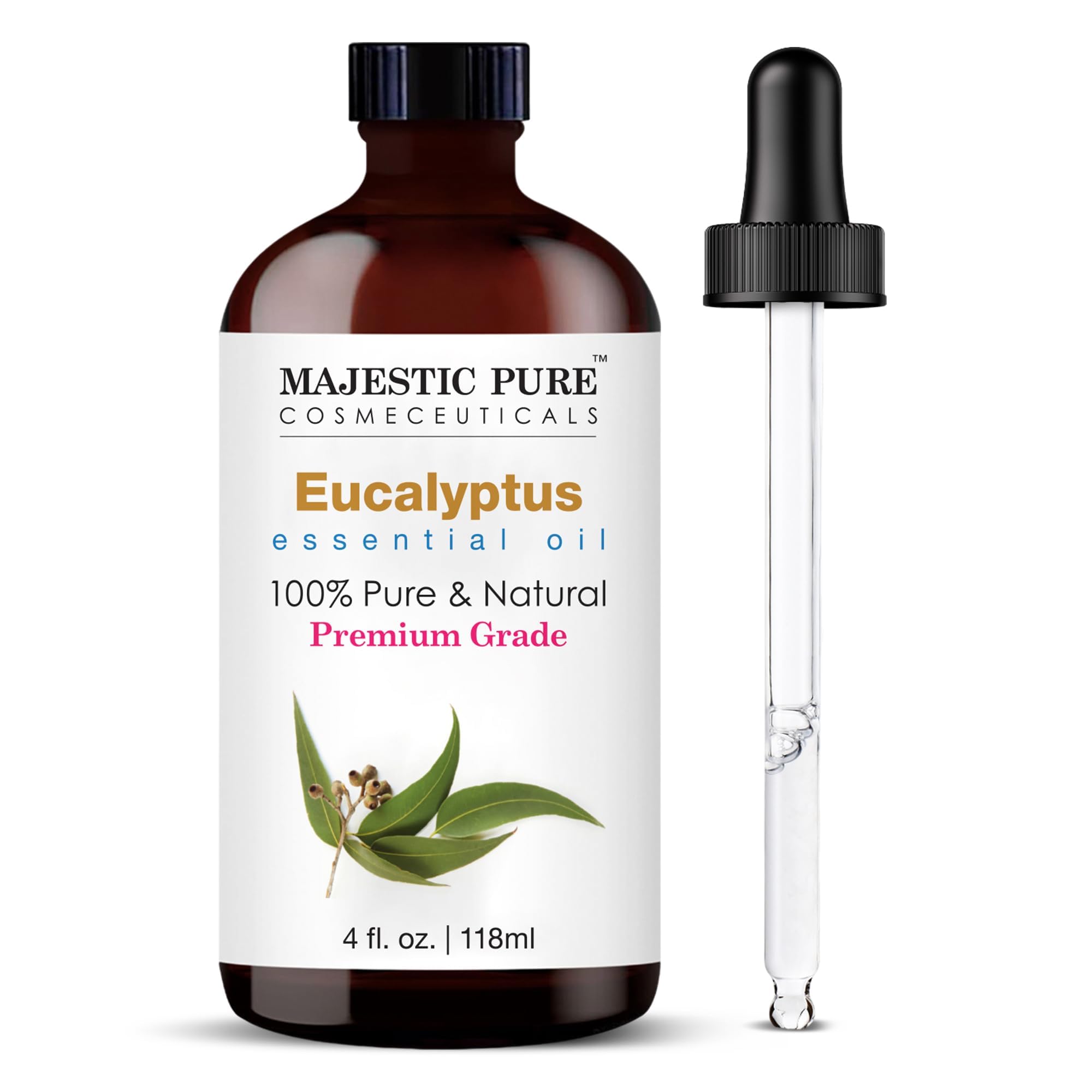 Majestic Pure Essential Oil with Glass Dropper - 100% Pure and Natural - Essential Oils for Diffuser, Aromatherapy, Soap and Candle Making, Lavender Essential Oil, Lavender Oil, 4 Fl Oz