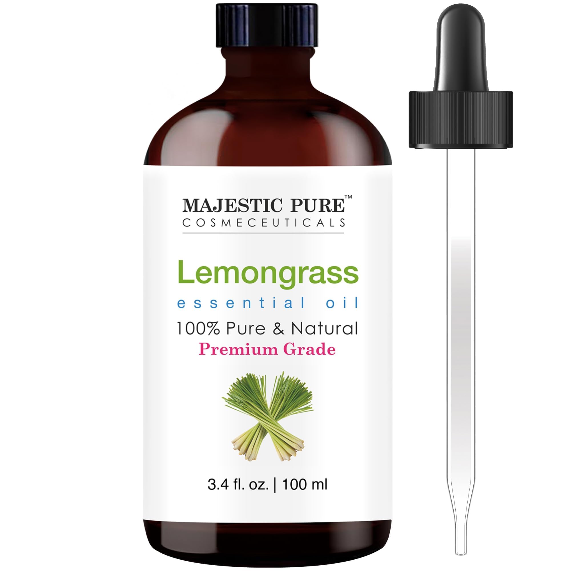 Majestic Pure Essential Oil with Glass Dropper - 100% Pure and Natural - Essential Oils for Diffuser, Aromatherapy, Soap and Candle Making, Lavender Essential Oil, Lavender Oil, 4 Fl Oz