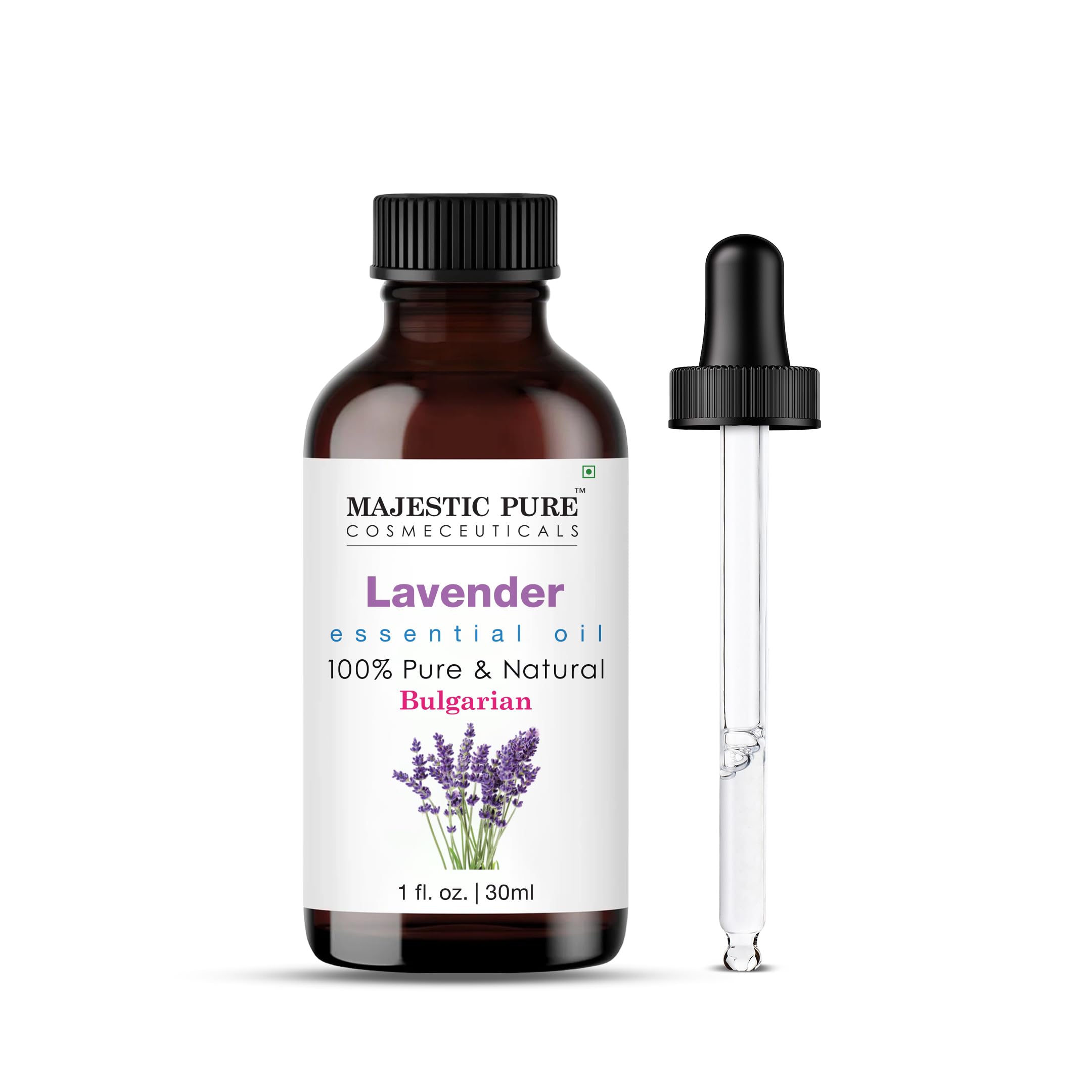 Majestic Pure Essential Oil with Glass Dropper - 100% Pure and Natural - Essential Oils for Diffuser, Aromatherapy, Soap and Candle Making, Lavender Essential Oil, Lavender Oil, 4 Fl Oz
