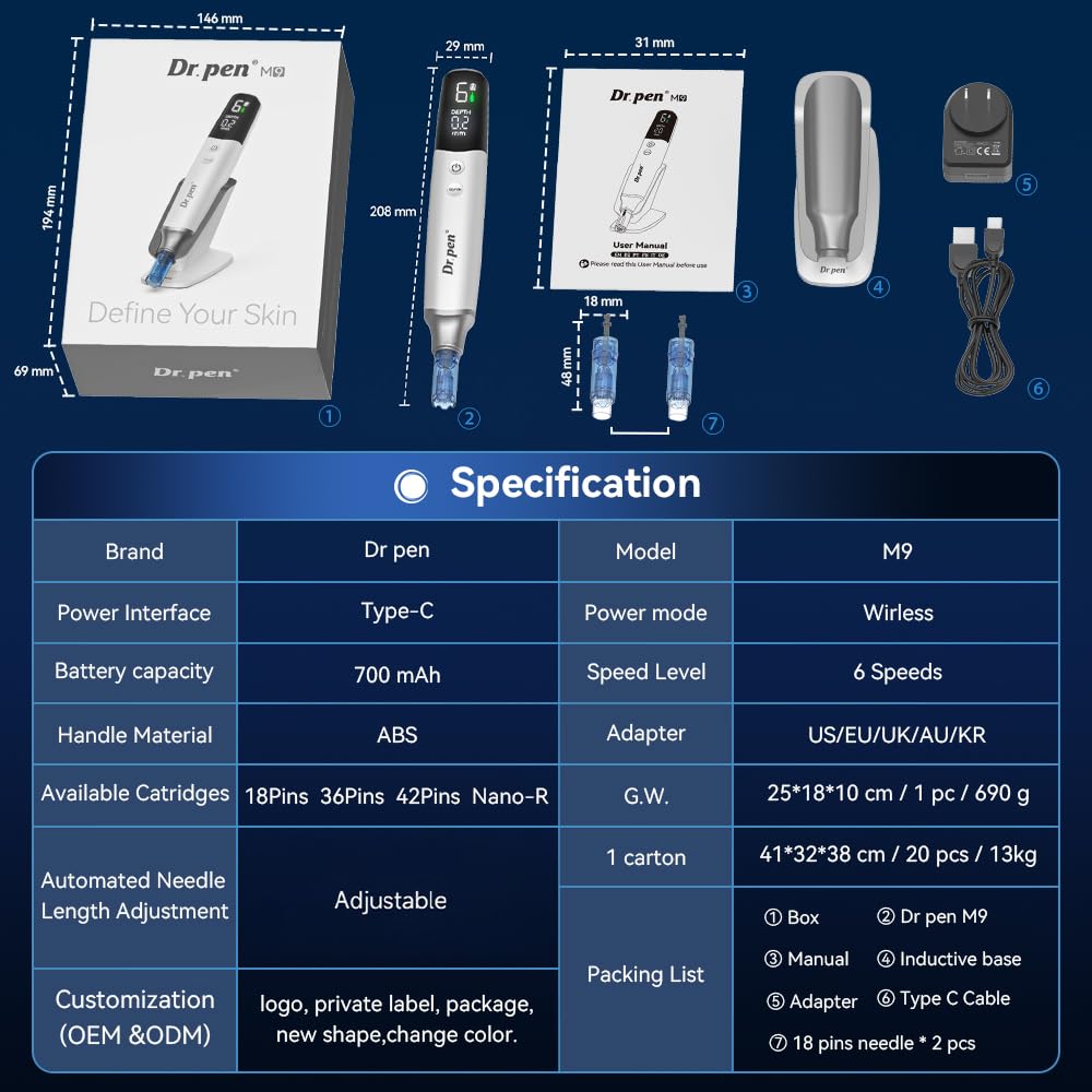Dr.pen Microneedling Pen M9 for Home Use - 0.2598mm Needle Length