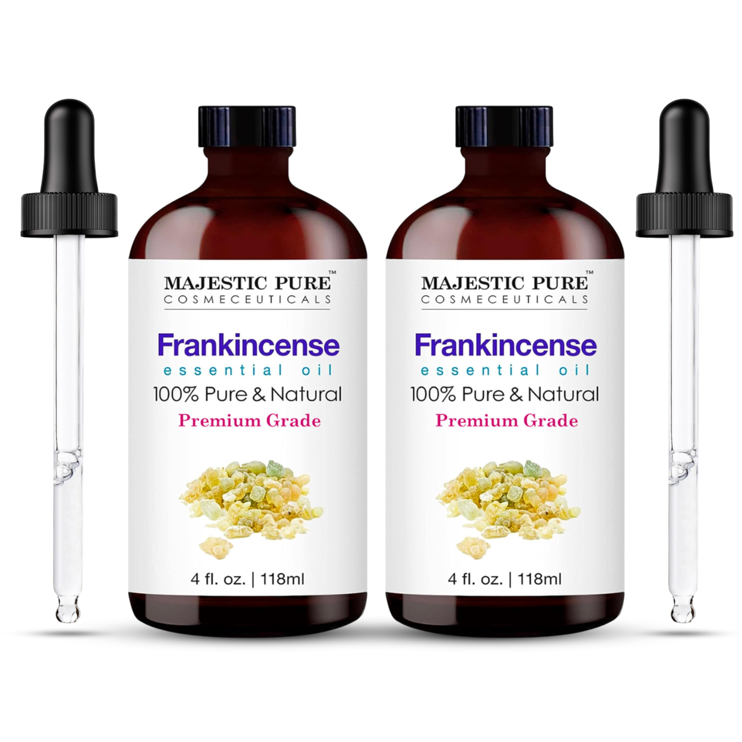Majestic Pure Essential Oil with Glass Dropper - 100% Pure and Natural - Essential Oils for Diffuser, Aromatherapy, Soap and Candle Making, Lavender Essential Oil, Lavender Oil, 4 Fl Oz