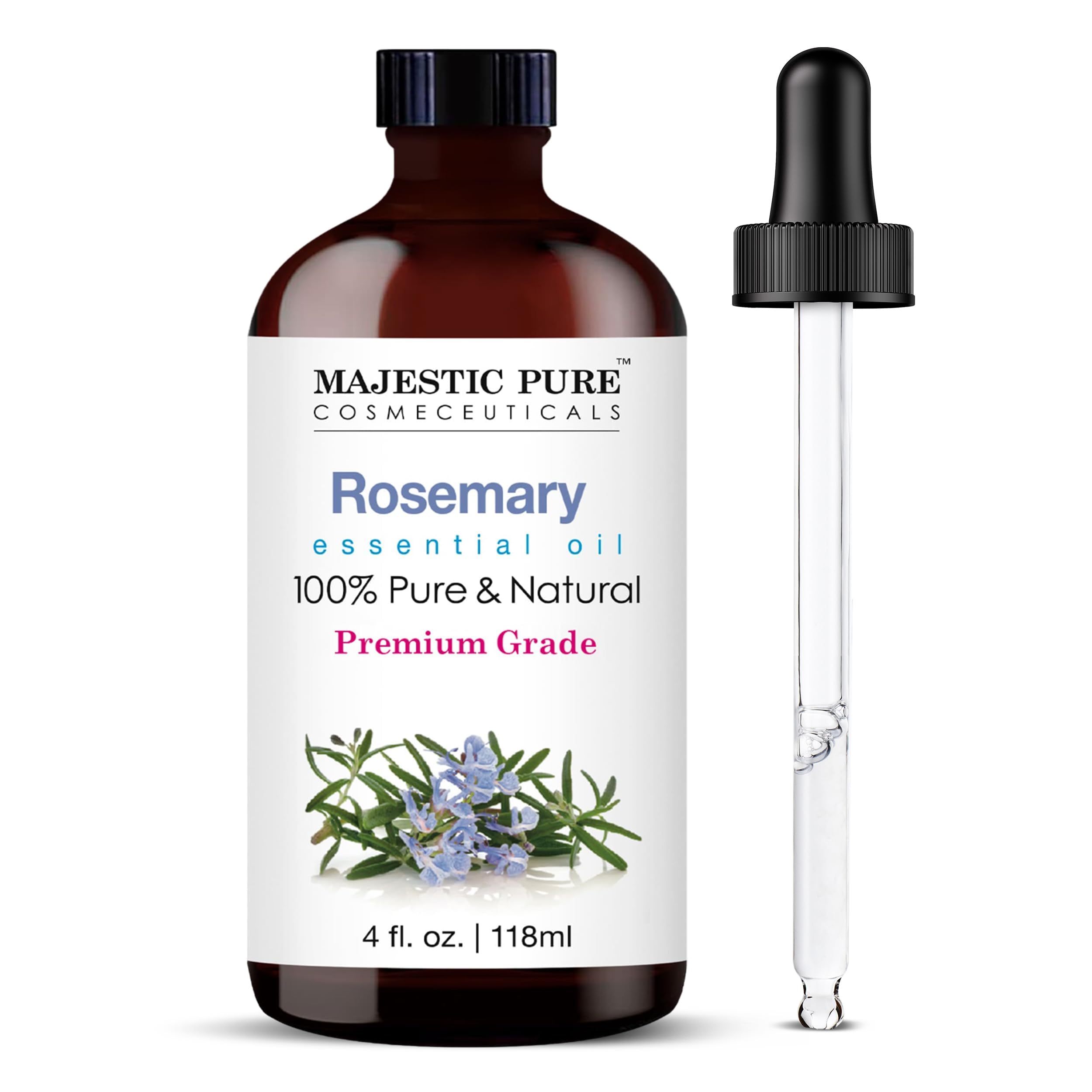 Majestic Pure Essential Oil with Glass Dropper - 100% Pure and Natural - Essential Oils for Diffuser, Aromatherapy, Soap and Candle Making, Lavender Essential Oil, Lavender Oil, 4 Fl Oz