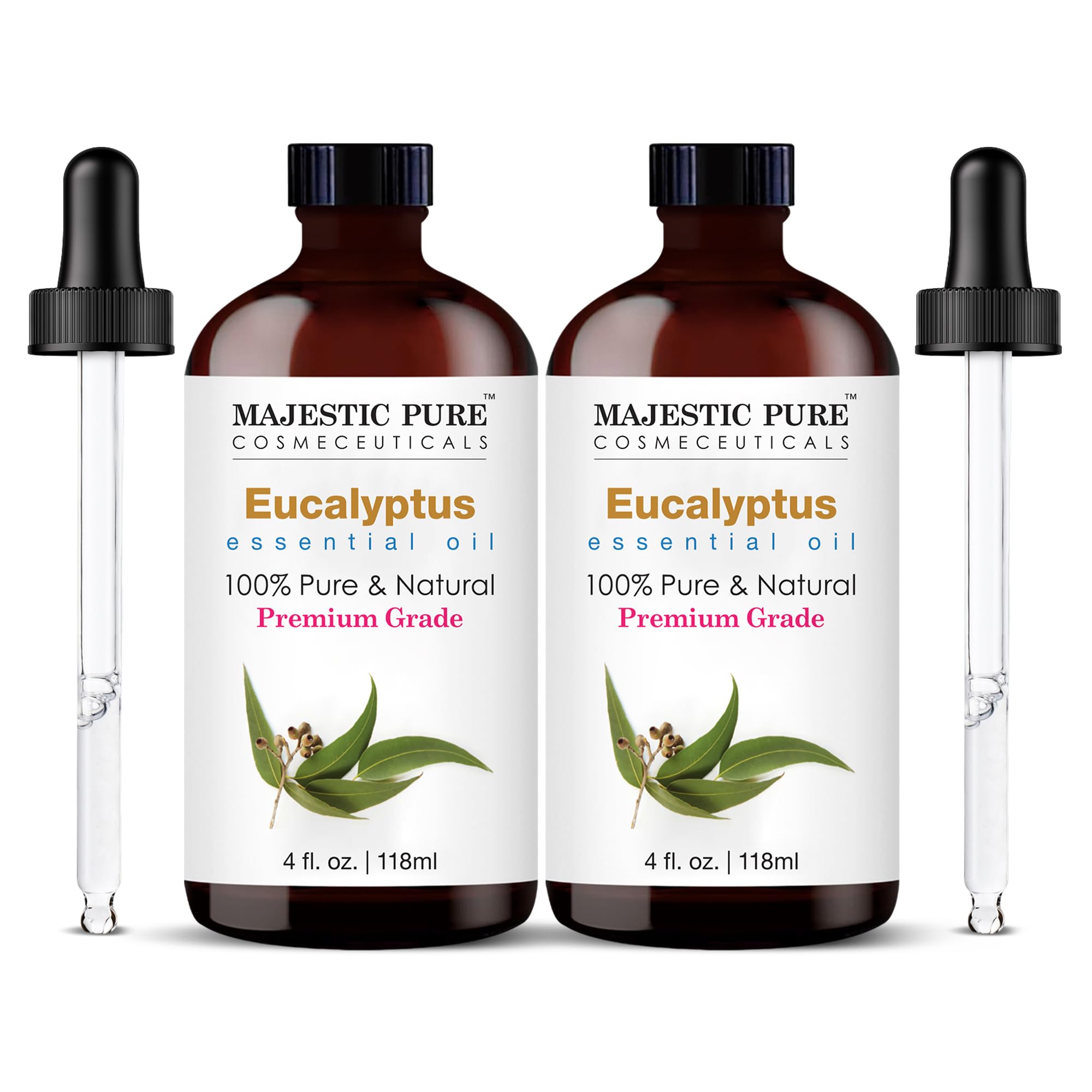 Majestic Pure Essential Oil with Glass Dropper - 100% Pure and Natural - Essential Oils for Diffuser, Aromatherapy, Soap and Candle Making, Lavender Essential Oil, Lavender Oil, 4 Fl Oz