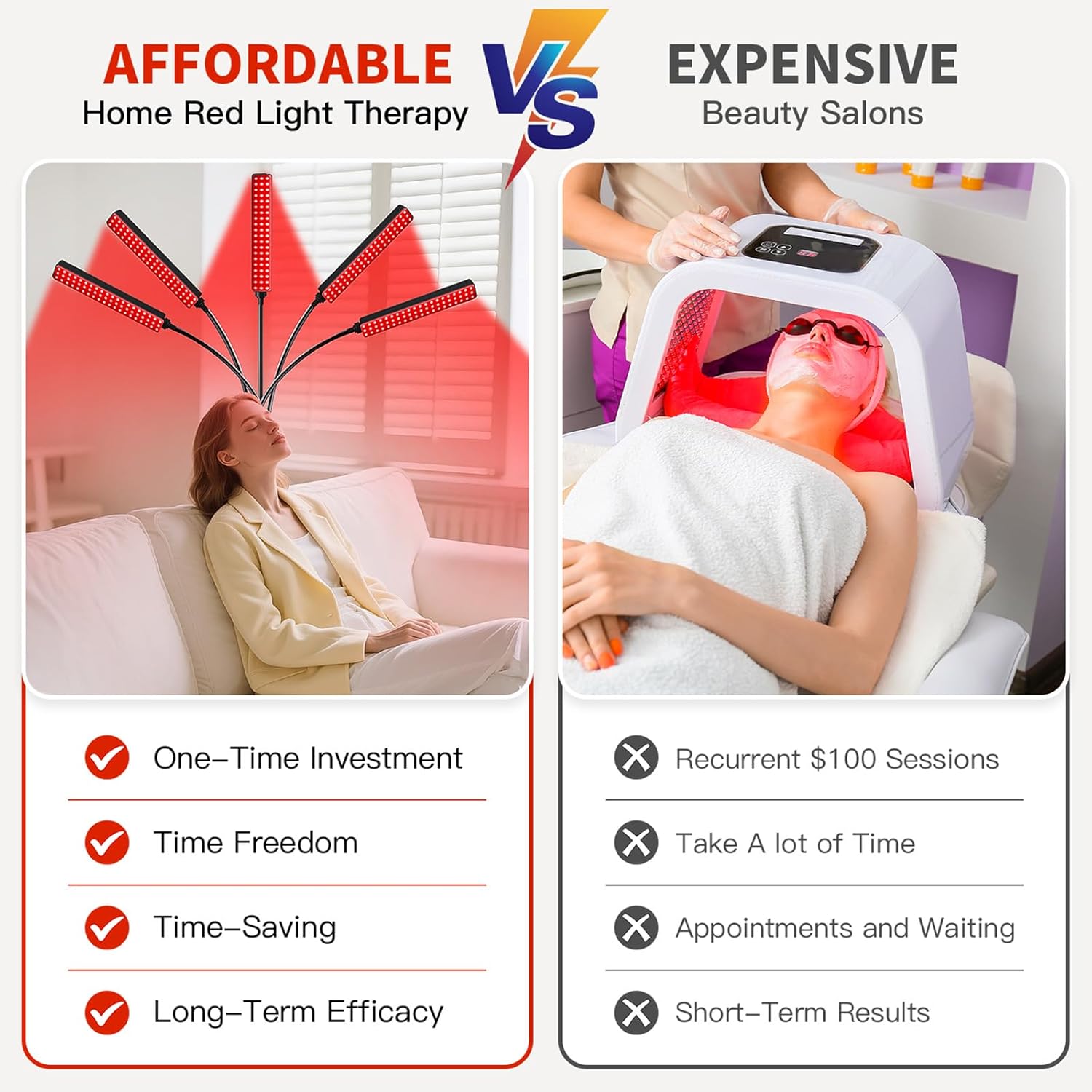 Red Light Therapy for Face and Body Red Light Infrared Light Therapy Lamp with Stand LED 660nm 850nm 5 Heads 7-Colors Infrared Light Device for Body
