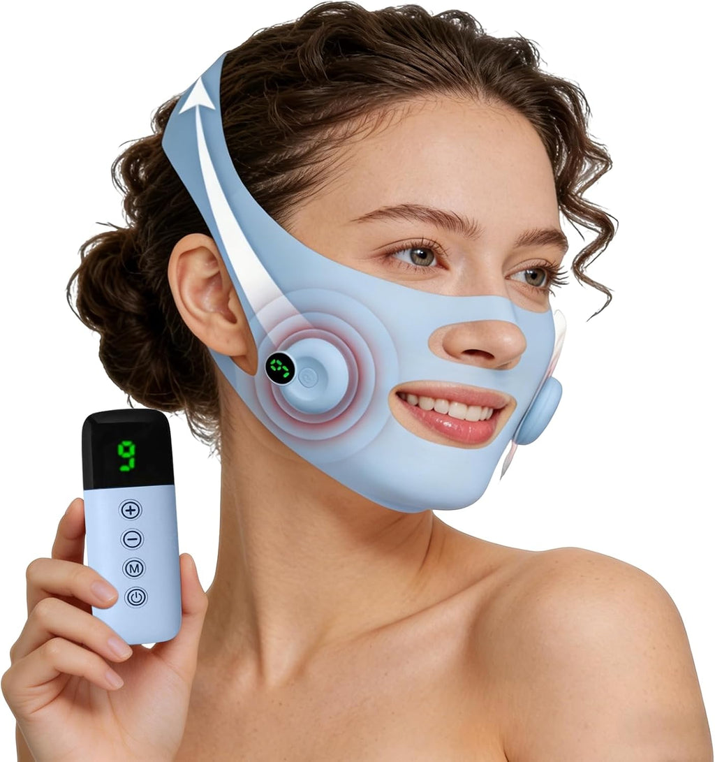 Microcurrent Face Lift Mask – Hands-Free Jawline & V-Line Lifting, Double Chin Reducer, 4-Point Adjustable Strap, Smart Pulse Facial Toning Device for Skin Firming