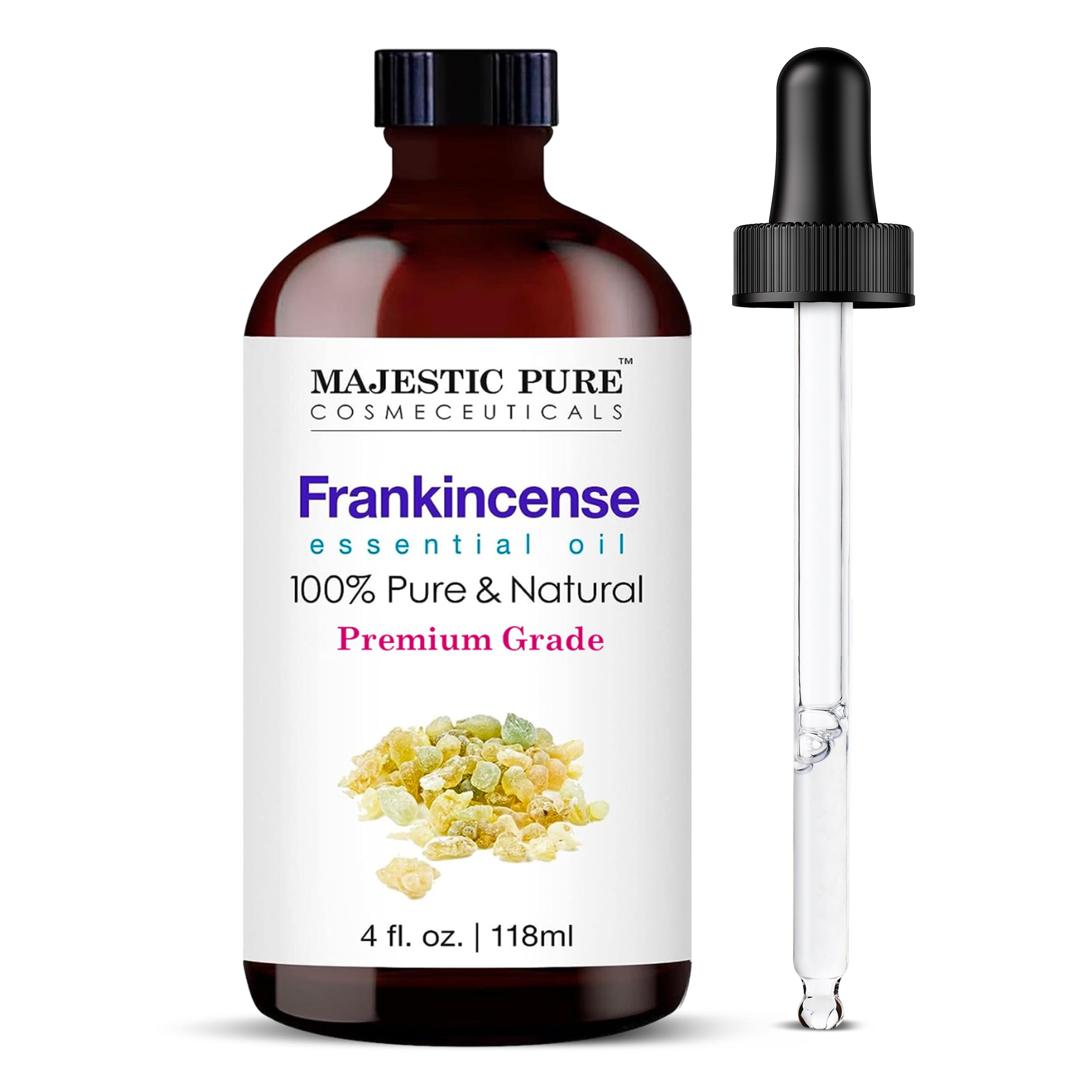 Majestic Pure Essential Oil with Glass Dropper - 100% Pure and Natural - Essential Oils for Diffuser, Aromatherapy, Soap and Candle Making, Lavender Essential Oil, Lavender Oil, 4 Fl Oz