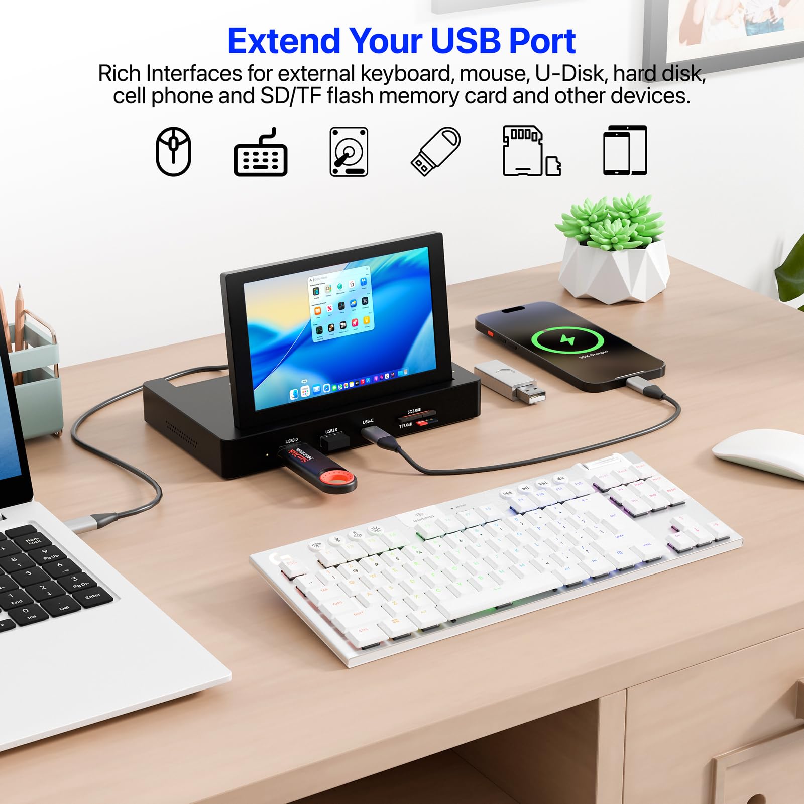 KOGODA 5-inch Mini Monitor for Raspberry Pi Mac mini, HUB & Speakers Combo, Type-C One-Cable Connection, IPS Portable Screen for PC Monitoring, Gaming/Streaming/AIDA64 DIY Partner