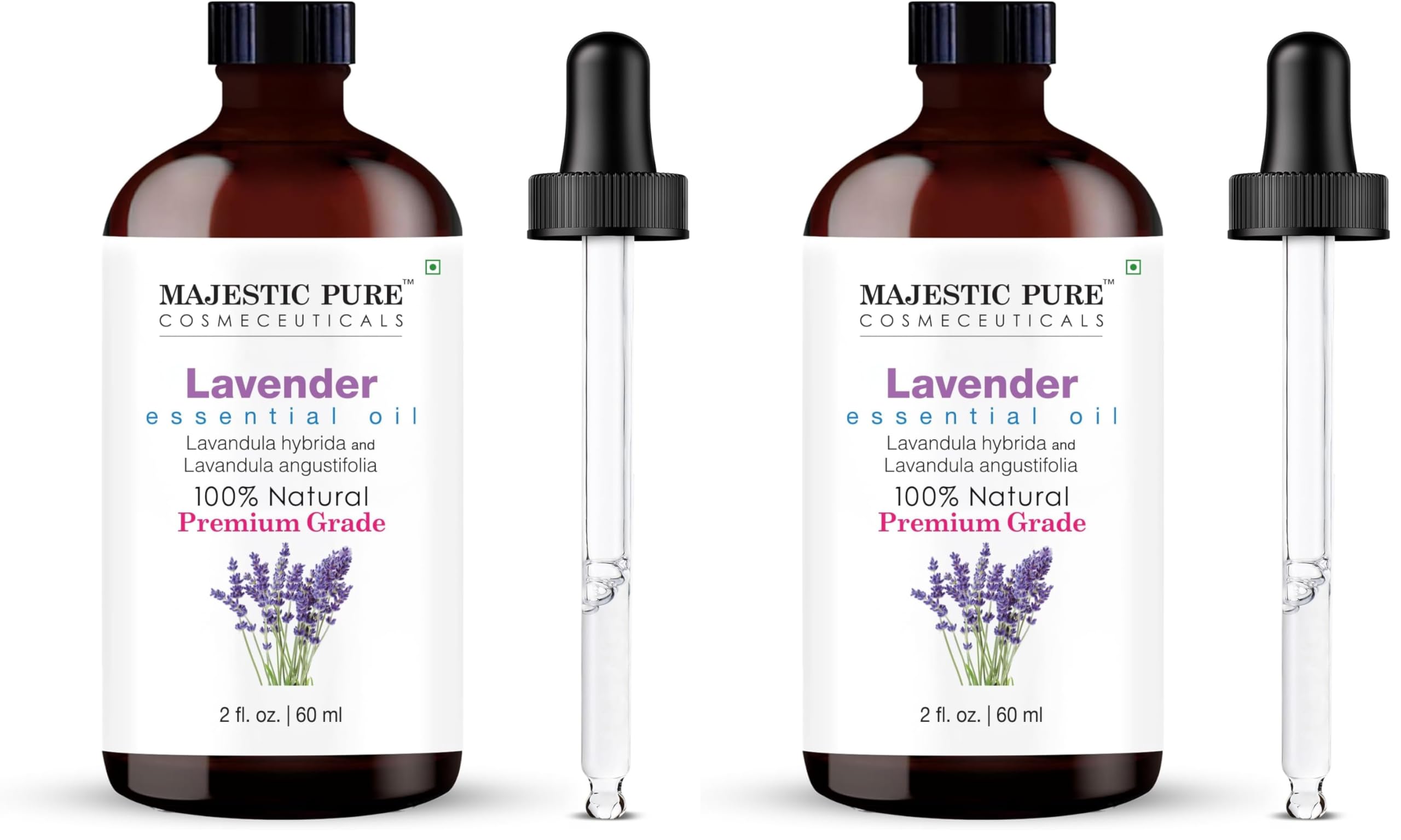 Majestic Pure Essential Oil with Glass Dropper - 100% Pure and Natural - Essential Oils for Diffuser, Aromatherapy, Soap and Candle Making, Lavender Essential Oil, Lavender Oil, 4 Fl Oz