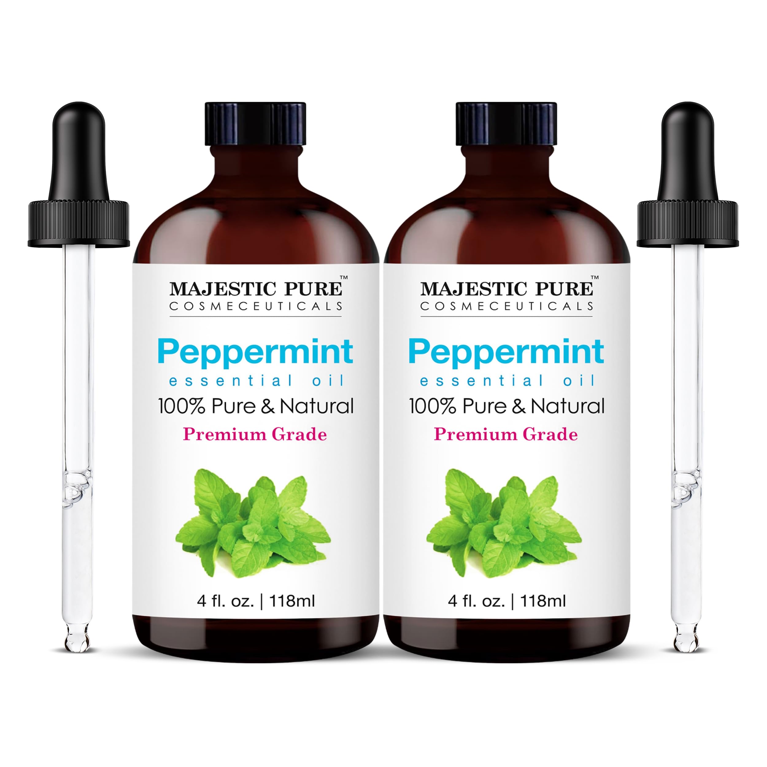 Majestic Pure Essential Oil with Glass Dropper - 100% Pure and Natural - Essential Oils for Diffuser, Aromatherapy, Soap and Candle Making, Lavender Essential Oil, Lavender Oil, 4 Fl Oz