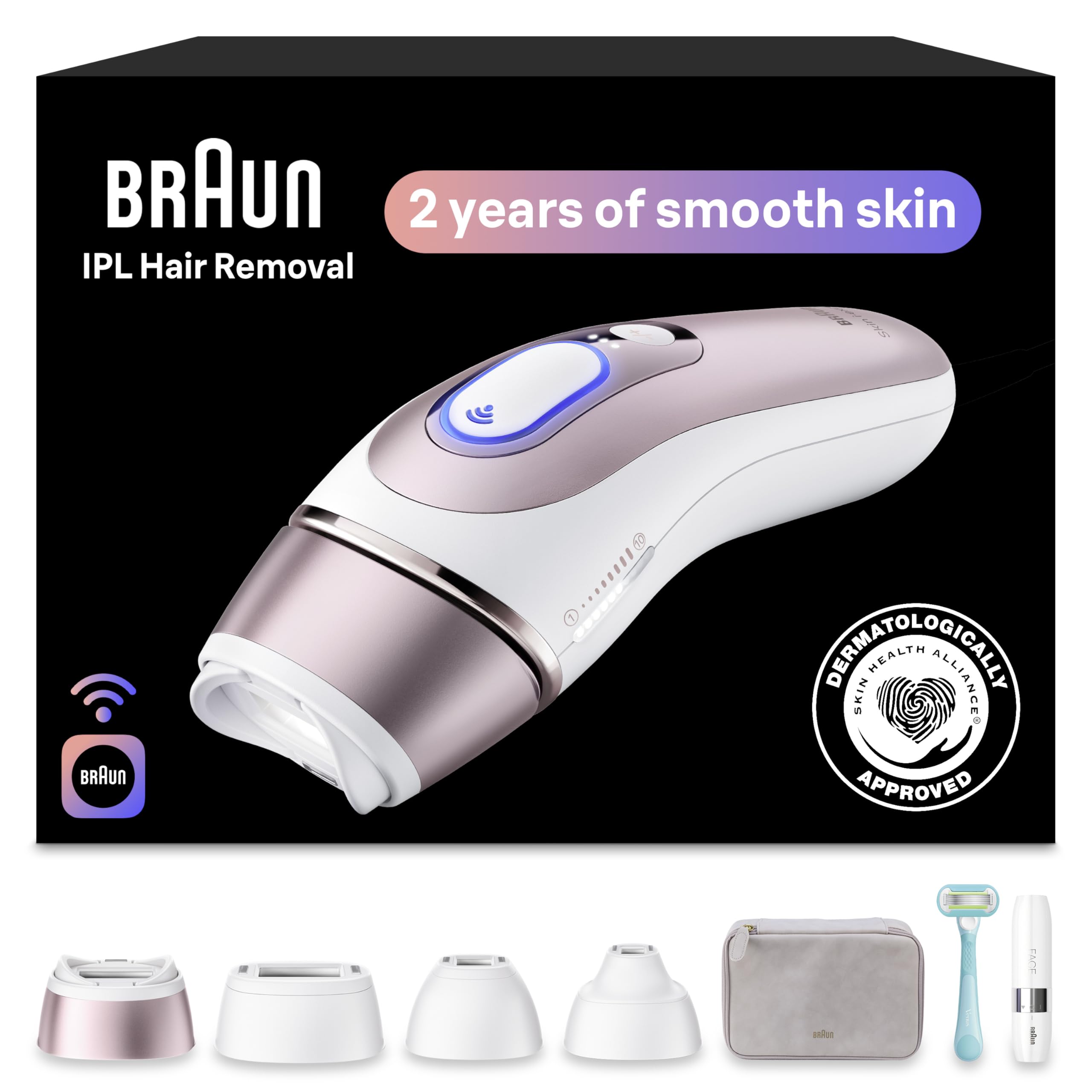 Braun Smart IPL Hair Removal Device – Skin i·Expert Pro 7, 4 Heads, Permanent Reduction for Women & Men