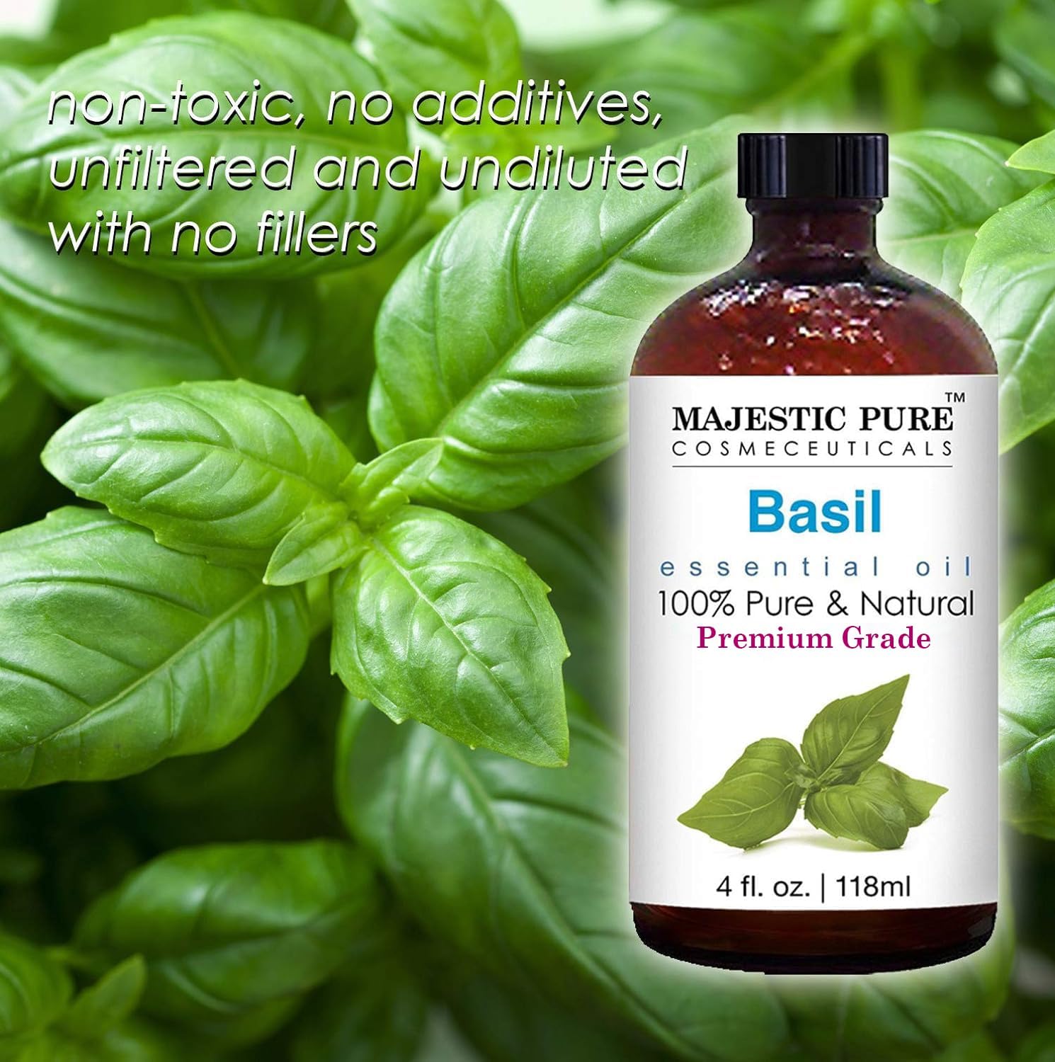 Majestic Pure Essential Oil with Glass Dropper - 100% Pure and Natural - Essential Oils for Diffuser, Aromatherapy, Soap and Candle Making, Lavender Essential Oil, Lavender Oil, 4 Fl Oz