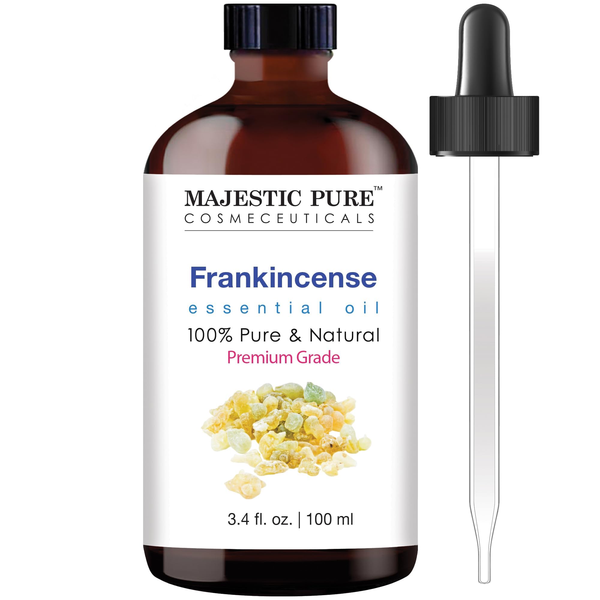 Majestic Pure Essential Oil with Glass Dropper - 100% Pure and Natural - Essential Oils for Diffuser, Aromatherapy, Soap and Candle Making, Lavender Essential Oil, Lavender Oil, 4 Fl Oz